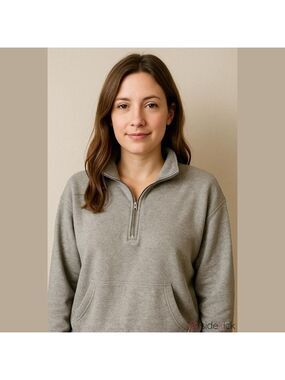 Size medium Aerie light gray quarter zip pull over sweater